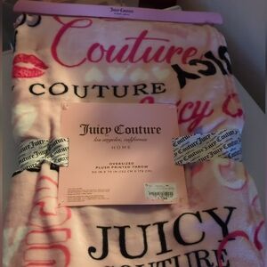 Juicy Couture Pink and Black Plush Throw